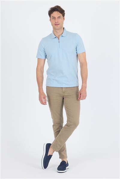 Koyu Mavi Kısa Kol Düz Suprem Polo Yaka Cepsiz Pamuklu Casual Slim Fit Tişört 1011250164_300