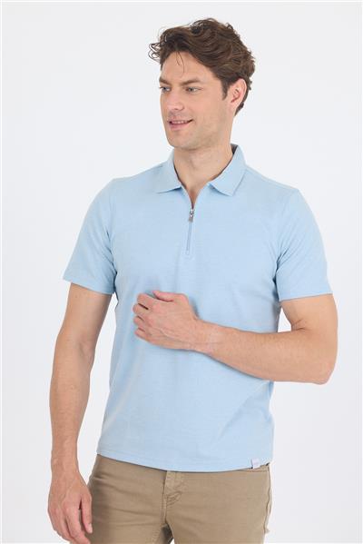 Koyu Mavi Kısa Kol Düz Suprem Polo Yaka Cepsiz Pamuklu Casual Slim Fit Tişört 1011250164_300