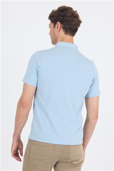 Koyu Mavi Kısa Kol Düz Suprem Polo Yaka Cepsiz Pamuklu Casual Slim Fit Tişört 1011250164_300