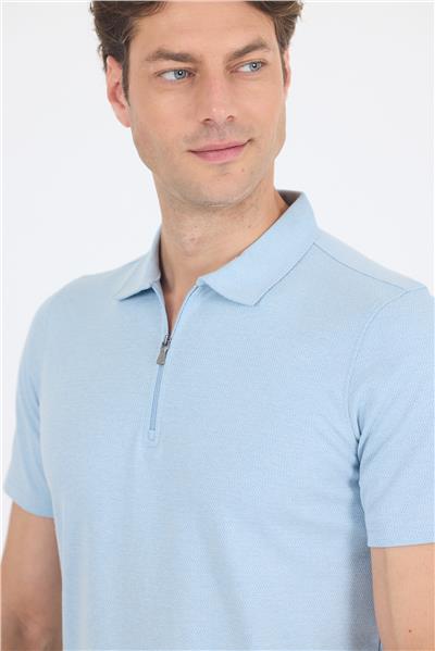 Koyu Mavi Kısa Kol Düz Suprem Polo Yaka Cepsiz Pamuklu Casual Slim Fit Tişört 1011250164_300