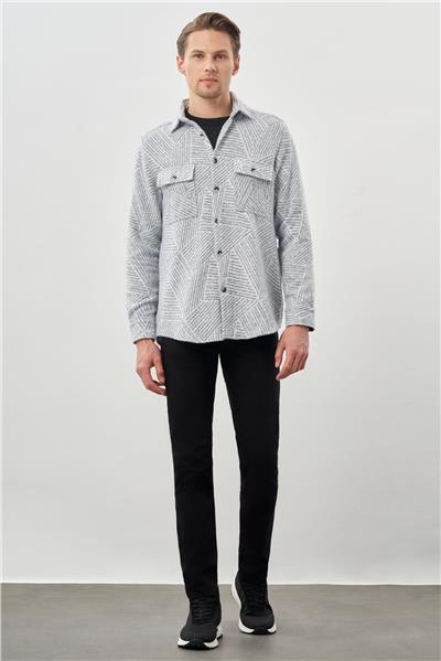 Uzun Kol Kendinden Gabardin Kapaklı Cep Pamuklu Classic Comfort Fit Gömlek 1004245167