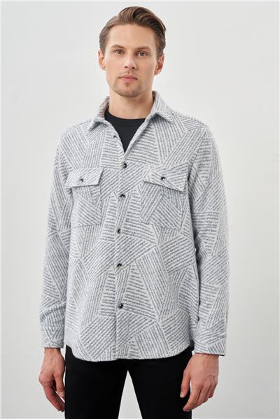 Uzun Kol Kendinden Gabardin Kapaklı Cep Pamuklu Classic Comfort Fit Gömlek 1004245167