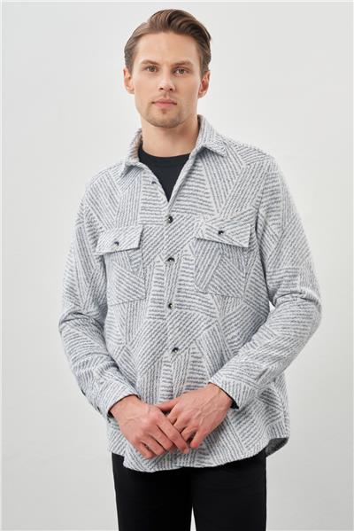 Uzun Kol Kendinden Gabardin Kapaklı Cep Pamuklu Classic Comfort Fit Gömlek 1004245167