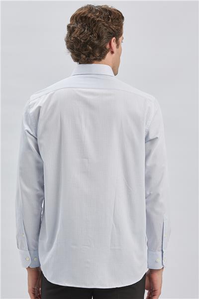 Koyu Mavi Uzun Kollu Ekoseli Cepli Pamuklu Klasik Comfort Fit Rahat Kesim Gömlek 1004240226