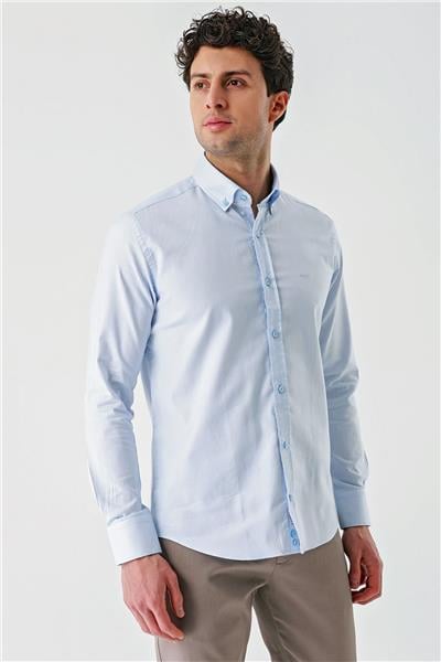 Uzun Kollu Oxford Cepsiz %100 Pamuk Klasik Slim Fit Dar Kesim Gömlek 1004240188