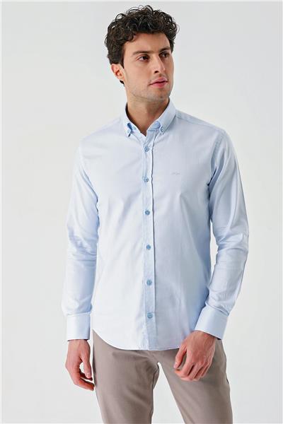 Uzun Kollu Oxford Cepsiz %100 Pamuk Klasik Slim Fit Dar Kesim Gömlek 1004240188