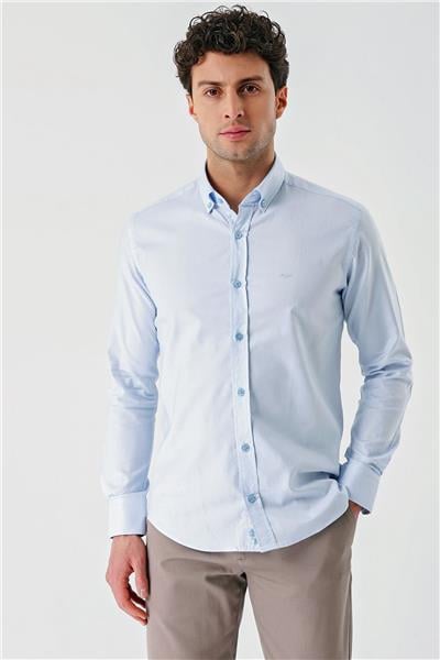 Uzun Kollu Oxford Cepsiz %100 Pamuk Klasik Slim Fit Dar Kesim Gömlek 1004240188
