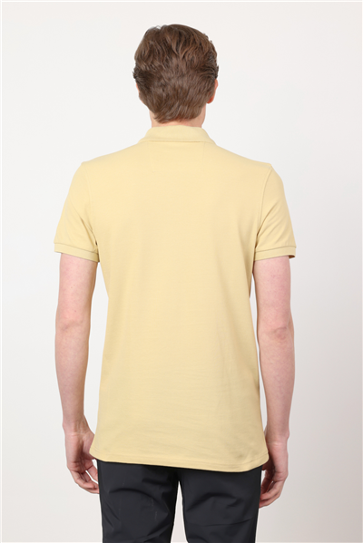 Koyu Sarı Polo Yaka Kısa Kol Cepsiz Slim Fit Pamuklu Tişört 1011260154