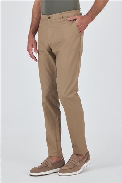 Koyu Vizon Armürlü Yan Cep Düz Paça Slim Fit Pamuklu Casual Chino Pantolon 1003250120