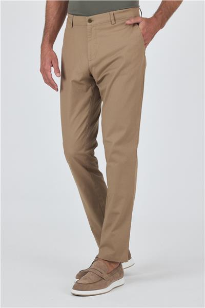 Koyu Vizon Armürlü Yan Cep Düz Paça Slim Fit Pamuklu Casual Chino Pantolon 1003250120