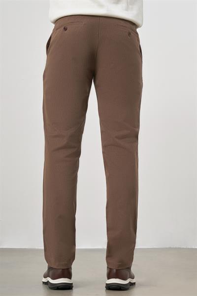 Koyu Vizon Pamuklu Yandan Cepli Casual Slim Fit Chino Pantolon 1003245102