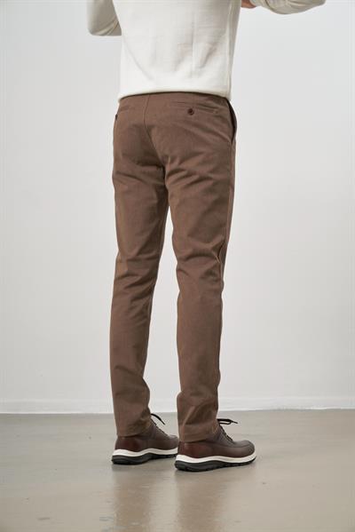 Koyu Vizon Pamuklu Yandan Cepli Casual Slim Fit Chino Pantolon 1003245102