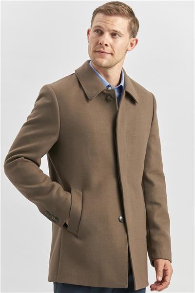 Koyu Vizon Kaşe Bebe Yaka Kapitoneli Astar Comfort Fit Rahat Kesim Klasik Kaban 1008245161