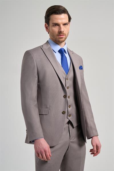 Kılıç Yaka Kendinden Desenli 2 Düğme Classic Esnek Slim Fit Takım Elbise 1001250157