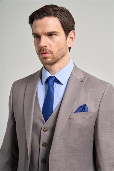 Kılıç Yaka Kendinden Desenli 2 Düğme Classic Esnek Slim Fit Takım Elbise 1001250157