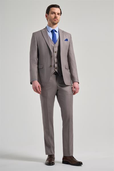 Kılıç Yaka Kendinden Desenli 2 Düğme Classic Esnek Slim Fit Takım Elbise 1001250157