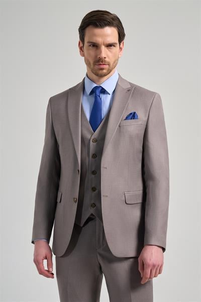 Kılıç Yaka Kendinden Desenli 2 Düğme Classic Esnek Slim Fit Takım Elbise 1001250157