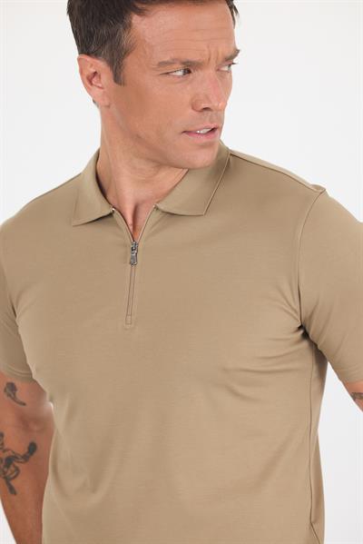 Vizon Kısa Kol Düz Suprem Polo Yaka Cepsiz Esnek Casual Slim Fit Tişört 1011250161