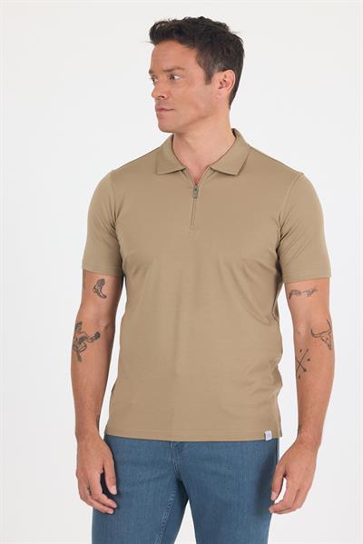 Vizon Kısa Kol Düz Suprem Polo Yaka Cepsiz Esnek Casual Slim Fit Tişört 1011250161