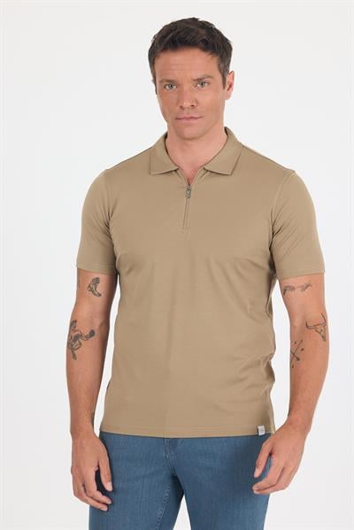 Vizon Kısa Kol Düz Suprem Polo Yaka Cepsiz Esnek Casual Slim Fit Tişört 1011250161