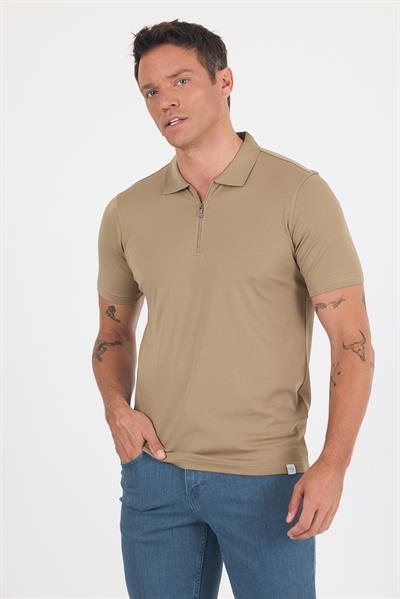 Vizon Kısa Kol Düz Suprem Polo Yaka Cepsiz Esnek Casual Slim Fit Tişört 1011250161