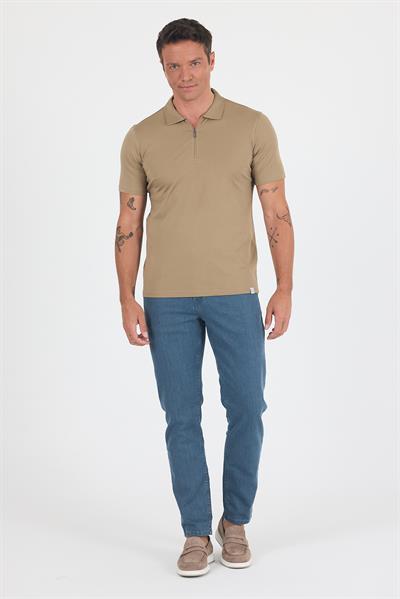 Vizon Kısa Kol Düz Suprem Polo Yaka Cepsiz Esnek Casual Slim Fit Tişört 1011250161