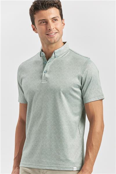 Koyu Yeşil Merserize Garnili Pamuklu Casual Slim Fit Tişört 1011240164