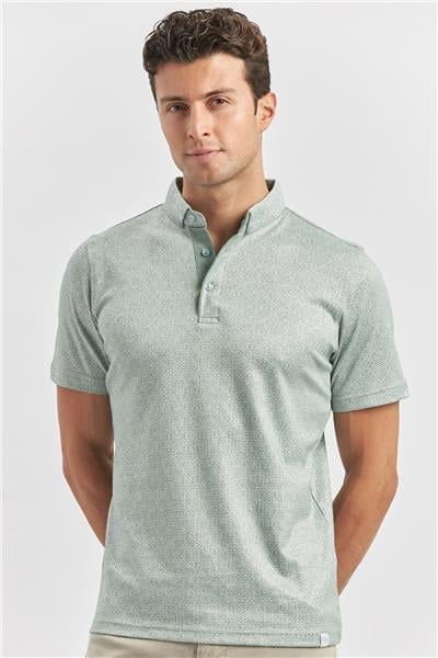 Koyu Yeşil Merserize Garnili Pamuklu Casual Slim Fit Tişört 1011240164