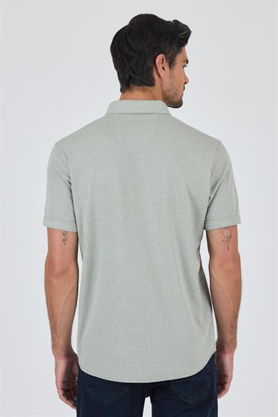 Yeşil Kısa Kol Düz Örme Düğmeli Yaka Cepsiz Pamuklu Classic Slim Fit Gömlek 1004250155