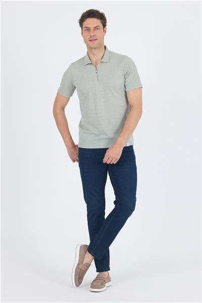 Koyu Yeşil Kısa Kol Düz Suprem Polo Yaka Cepsiz Pamuklu Casual Slim Fit Tişört 1011250162_700