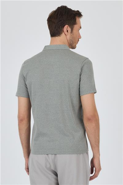 Yeşil Kısa Kol Düz Suprem Polo Yaka Cepsiz Pamuklu Casual Slim Fit Tişört 1011250164