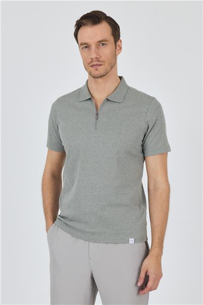 Yeşil Kısa Kol Düz Suprem Polo Yaka Cepsiz Pamuklu Casual Slim Fit Tişört 1011250164