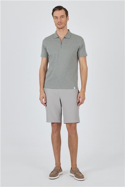 Yeşil Kısa Kol Düz Suprem Polo Yaka Cepsiz Pamuklu Casual Slim Fit Tişört 1011250164