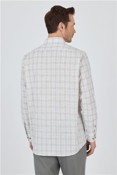 Koyu Yeşil Kısa Kol Ekose Desen Düğmeli Yaka Pamuk Casual Comfort Fit Gömlek 1004250101