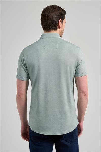 Koyu Yeşil Uzun Kol Düz Örme Düğmeli Yaka Cepsiz Pamuklu Classic Slim Fit Gömlek 1004250152_704