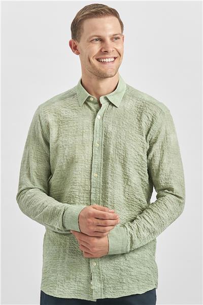 Uzun Kollu Baskılı Gofreli Cepsiz Pamuklu Likralı Slim Fit Gömlek 1004240100