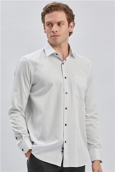 Koyu Yeşil Uzun Kollu Ekoseli Cepli Pamuklu Klasik Comfort Fit Rahat Kesim Gömlek 1004240226