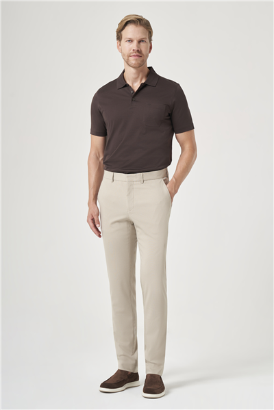 Krem Rengi Yan Cep Slim Fit Esnek Chino Pantolon 1003260154