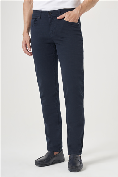 Lacivert 5 Cep Gabardin Slim Fit Pamuklu Denim Jean Kot Pantolon 1003260317