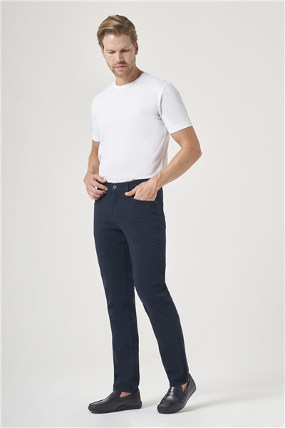 Lacivert 5 Cep Gabardin Slim Fit Pamuklu Denim Jean Kot Pantolon 1003260317