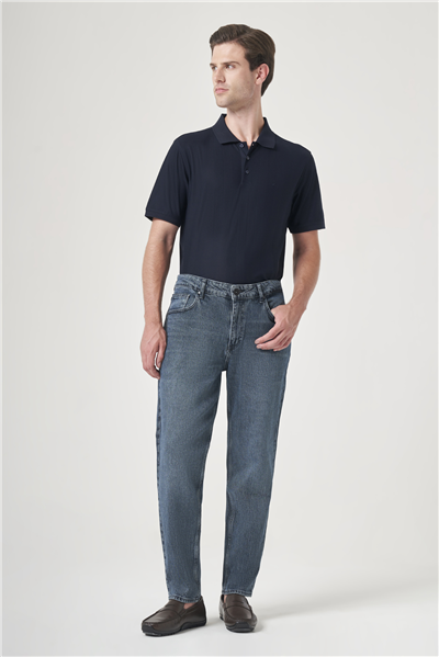 Lacivert 5 Cep Gabardin Slim Fit Pamuklu Denim Jean Kot Pantolon 1023260154