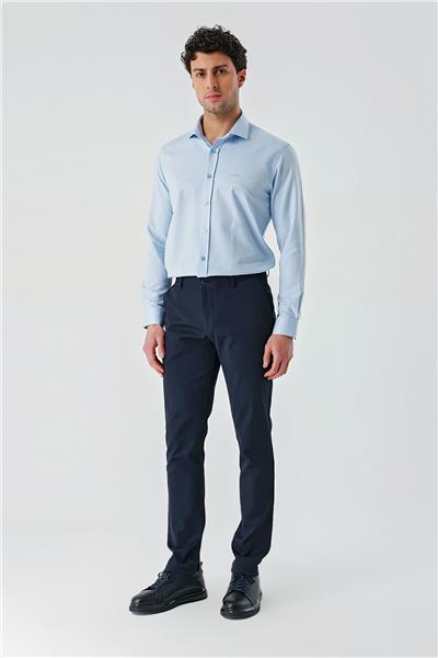 Lacivert Pamuklu Yandan Cepli Casual Slim Fit Chino Pantolon 1003240156