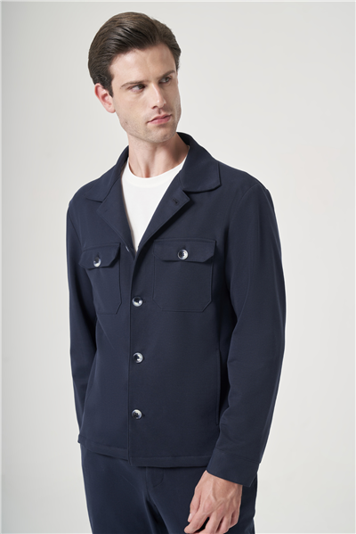 Lacivert Berberi Yaka Örme Beli Lastikli 6 Drop Slim Fit Astarsız Esnek Takım Elbise 1001260177