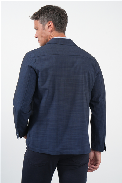 Lacivert Berberi Yaka Slim Fit Esnek Mont 1007260154
