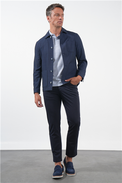 Lacivert Berberi Yaka Slim Fit Esnek Mont 1007260154