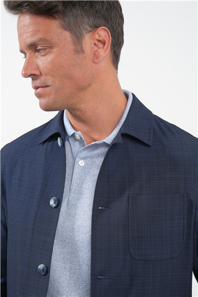 Lacivert Berberi Yaka Slim Fit Esnek Mont 1007260154