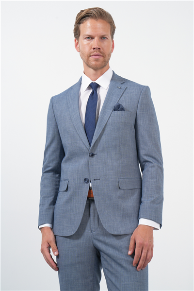 Lacivert-Beyaz Mono Yaka 6 Drop Slim Fit Tam Astar Esnek Takım Elbise 1001260172