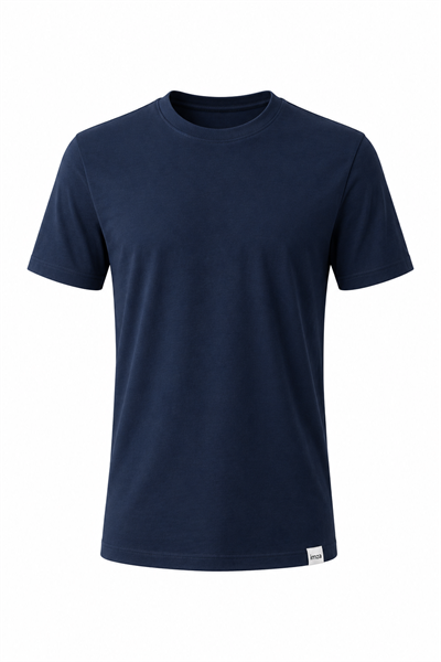 Lacivert Bisiklet Yaka Kısa Kol Slim Fit Pamuklu Tişört 1011265166