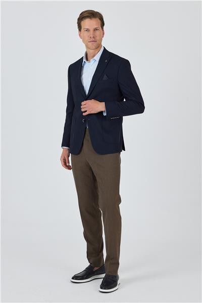 Lacivert Kılıç Yaka   Esnek 6 Drop Slim Fit Classic  Ceket 1002250124