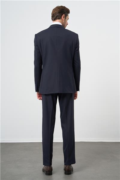 Lacivert Çizgili Mono Yaka Astarlı 6 Drop Slim Fit Dar Kesim Takım Elbise 1001245102